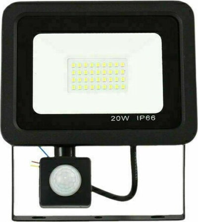 Faro LED 20W Faretto Slim Con Sensore Movimento PIR luce fredda 6000k IP66 Illuminazione/Illuminazione per esterni/Proiettori Zencoccostore - Formia, Commerciovirtuoso.it