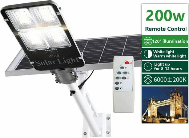 Faro LED LAMPIONE Stradale PANNELLO SOLARE STAFFA E TELECOMANDO 200W Illuminazione/Illuminazione per esterni/Lampioni Zencoccostore - Formia, Commerciovirtuoso.it