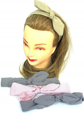 Fascia-Elastica-2-Pezzi-Quadri-Annodata-Fiocco-Retro-Ferma-Capelli-Accessori