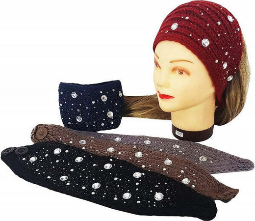 Fascia-Elastica-Lana-Brillantini-Annodata-Retro-Ferma-Capelli-Tessuto-Accessori