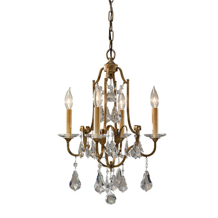 Lampadario Classico Valentina Acciaio Bronzo Ossidato Vetro 4 Luci E14