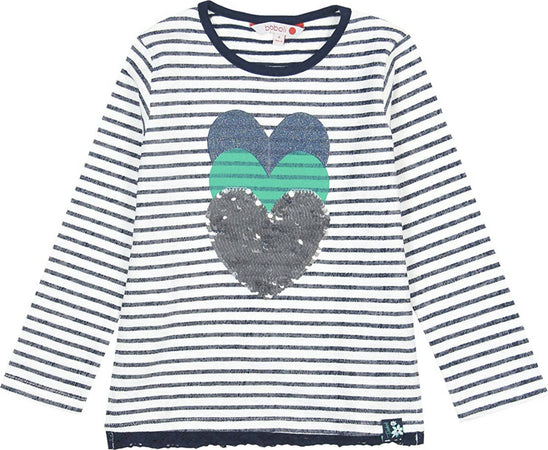 Felpa Bimba Estiva Bianca e Blu Maglione a Righe con Cuori di Paillettes Maglioncino Estivo Ragazza Fashion con Brillantini 100% Cotone felpa bambina/ragazza Piccole Canaglie - Tropea, Commerciovirtuoso.it