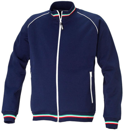 Felpa Craig Blu 3XL con Inserti Tricolore Giacca in Felpa Pesante con Tasche Cerniera Lunga
