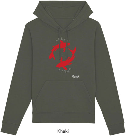 Felpa da Uomo con Cappuccio Stampa "Red Fishes" Hoodie DREAMERS Brand