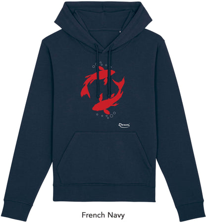 Felpa da Uomo con Cappuccio Stampa "Red Fishes" Hoodie DREAMERS Brand