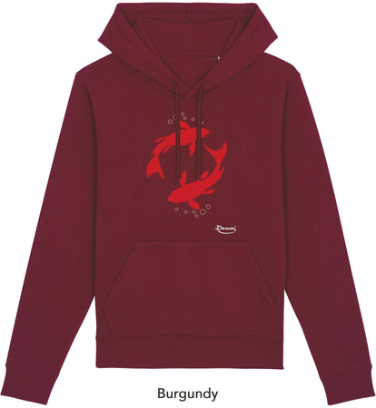 Felpa da Uomo con Cappuccio Stampa "Red Fishes" Hoodie DREAMERS Brand