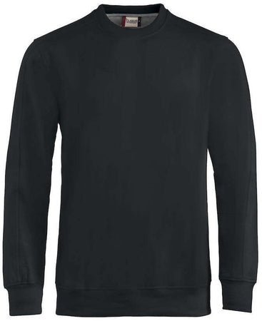 Felpa Uomo Girocollo Nera Clique Canton Colore Nero 60%Cotone Costine su Collo e Polsini Tinta Unita Invernale