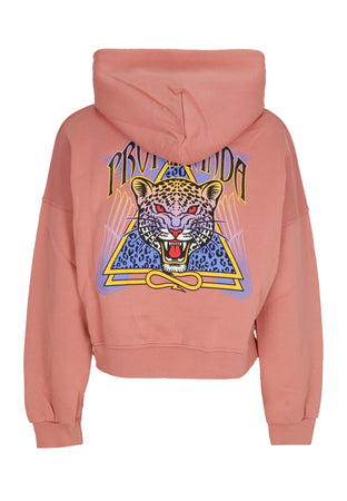 PROPAGANDA Felpa Cappuccio Corta Donna W Triangle Jaguar Croptop Hoodie Clay da donna