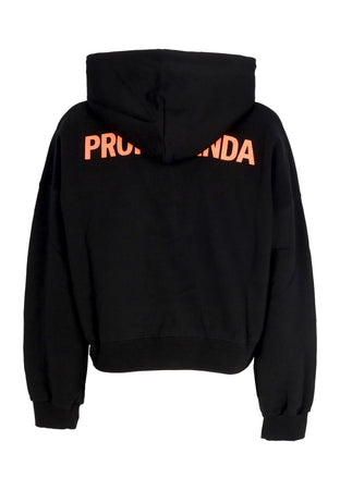 PROPAGANDA Felpa Cappuccio Corta Donna W Woman Logo Croptop Hoodie Black da donna