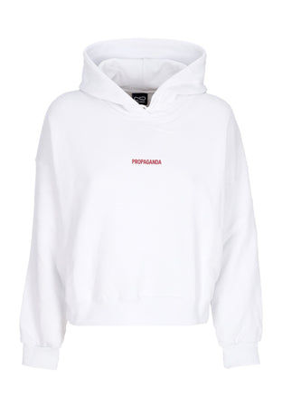 PROPAGANDA Felpa Cappuccio Corta Donna W Women Ribs Assault Croptop Hoodie White da donna