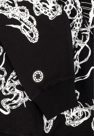 OCTOPUS Felpa Cappuccio Uomo Barbed Wire Hoodie Black da uomo