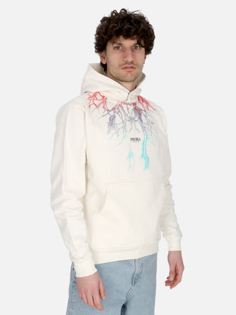 PHOBIA Felpa Cappuccio Uomo Bicolor Lightning Print Hoodie White da uomo