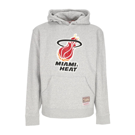 MITCHELL & NESS Felpa Cappuccio Uomo Nba Team Logo Hoodie Miahea Grey Marl da uomo