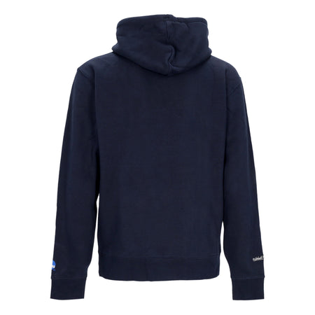 MITCHELL & NESS Felpa Cappuccio Uomo Ncaa Large Logo Hoodie Unchee Navy da uomo