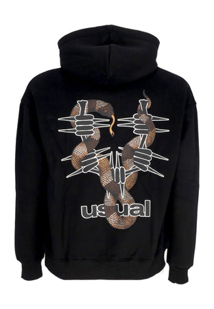 USUAL Felpa Cappuccio Uomo Poison Hoodie Black da uomo