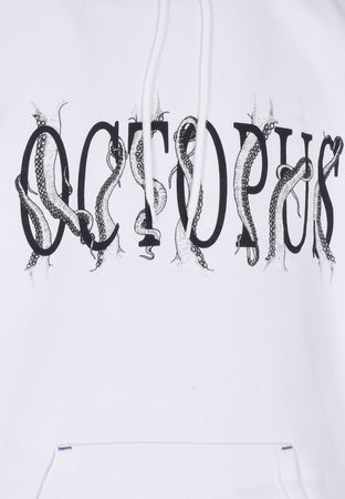 OCTOPUS Felpa Cappuccio Uomo Tentacles Logo Hoodie White da uomo