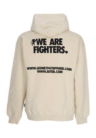 IUTER Felpa Cappuccio Uomo We Are Fighters Hoodie Cream da uomo