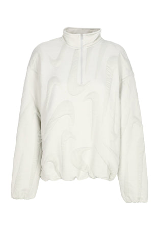 Nike Felpa Collo Alto Donna W Sportswear Oversized Cozy Quarter-zip Logo Crewneck Birch Heather/platinum Tint da donna