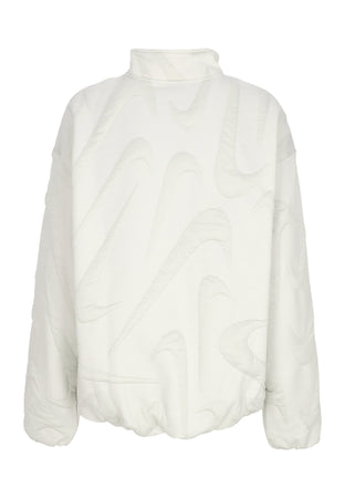 Nike Felpa Collo Alto Donna W Sportswear Oversized Cozy Quarter-zip Logo Crewneck Birch Heather/platinum Tint da donna