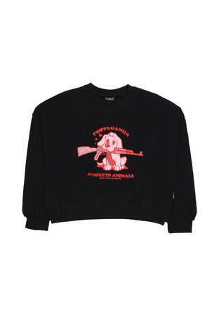 PROPAGANDA Felpa Girocollo Donna W Puppy Croptop Crewneck Black da donna