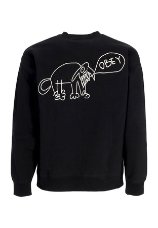 OBEY Felpa Girocollo Uomo Dog Doodle Crew Fleece Black da uomo