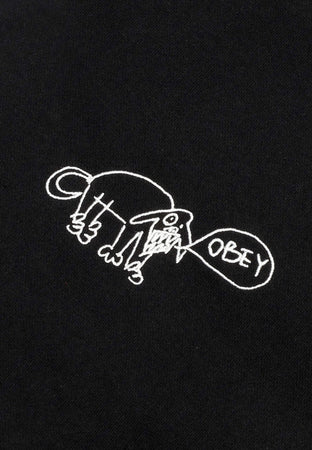 OBEY Felpa Girocollo Uomo Dog Doodle Crew Fleece Black da uomo