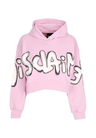 DISCLAIMER Felpa Leggera Cappuccio Corta Donna W Big Logo Crop Hoodie Pink da donna