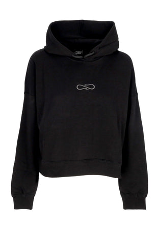 PROPAGANDA Felpa Leggera Cappuccio Corta Donna W Logo Embroidery Crop Top Hoodie Black da donna
