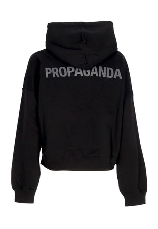 PROPAGANDA Felpa Leggera Cappuccio Corta Donna W Ribs Crop Top Hoodie Black da donna