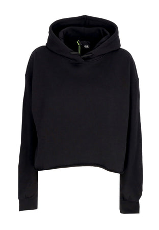 DISCLAIMER Felpa Leggera Cappuccio Corta Donna W Strass Logo Crop Hoodie Black da donna
