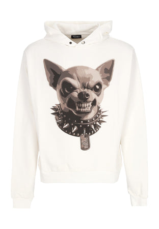 PHOBIA Felpa Leggera Cappuccio Uomo Angry Dog Hoodie White da uomo