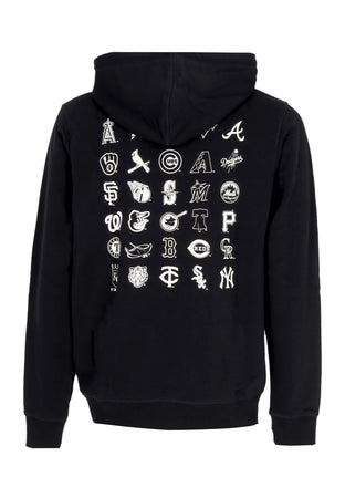 47 BRAND Felpa Leggera Cappuccio Uomo Mlb Backer Burnside Multi Team Hoodie Jet Black da uomo