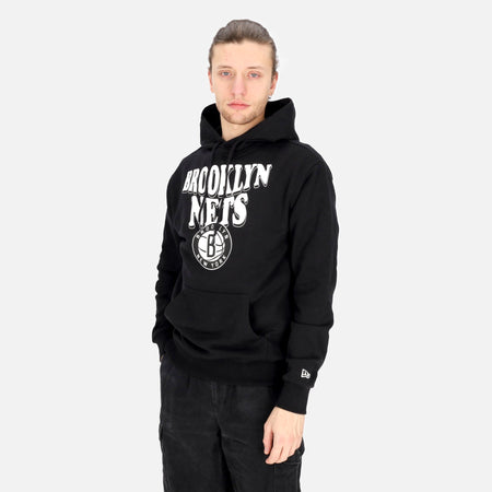 NEW ERA Felpa Leggera Cappuccio Uomo Nba Script Oversize Hoodie Bronet Black/white da uomo