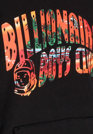 BILLIONAIRE BOYS CLUB Felpa Leggera Cappuccio Uomo Tropical Island Fill Arch Logo Popover Hoodie Black da uomo