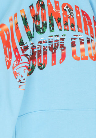 BILLIONAIRE BOYS CLUB Felpa Leggera Cappuccio Uomo Tropical Island Fill Arch Logo Popover Hoodie Blue da uomo