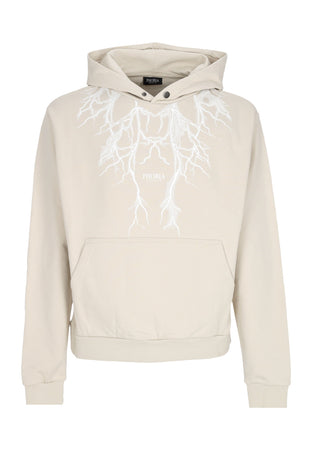 PHOBIA Felpa Leggera Cappuccio Uomo White Lightning Hoodie Beige da uomo