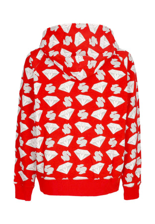BILLIONAIRE BOYS CLUB Felpa Leggera Cappuccio Zip Uomo Diamonds & Dollars Zip-through Hooded Red da uomo