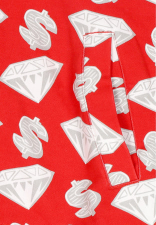 BILLIONAIRE BOYS CLUB Felpa Leggera Cappuccio Zip Uomo Diamonds & Dollars Zip-through Hooded Red da uomo