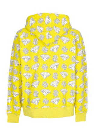 BILLIONAIRE BOYS CLUB Felpa Leggera Cappuccio Zip Uomo Diamonds & Dollars Zip-through Hooded Yellow da uomo