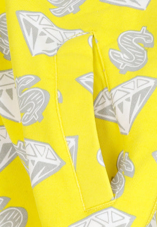 BILLIONAIRE BOYS CLUB Felpa Leggera Cappuccio Zip Uomo Diamonds & Dollars Zip-through Hooded Yellow da uomo