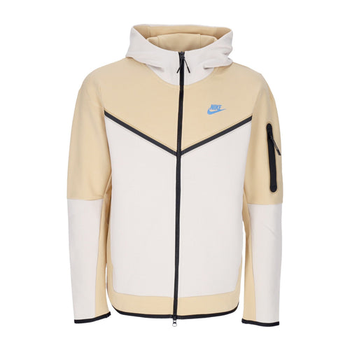 Nike Felpa Leggera Cappuccio Zip Uomo Sportswear Tech Fleece Full-zip Hoodie Sesame/lt Orewood Brn/lt Photo Blue da uomo