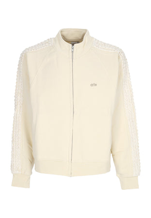 ARTE Felpa Leggera Collo Alto Uomo Flower Tape Jacket Cream da uomo