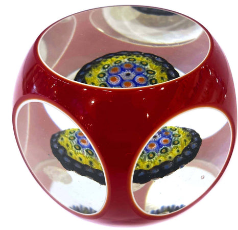 Fermacarte in Vetro Di Murano Rosso Made in Italy Artigianale Fermacarte Pezzo Unico Opera 100% Murrina Veneziana Fatto a Mano 6 X 7.5 Cm
