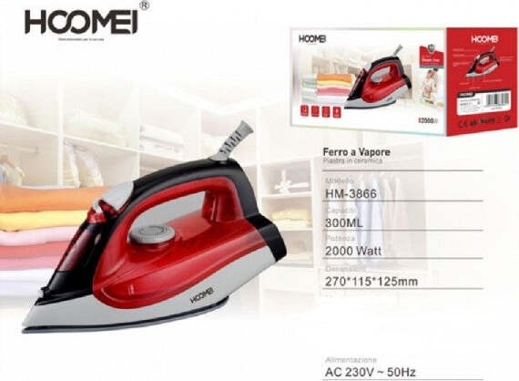 Ferro-Da-Stiro-2000-Watt-Serbatoio-300-Ml-Piastra-In-Ceramica-Stiratura-A-Vapore