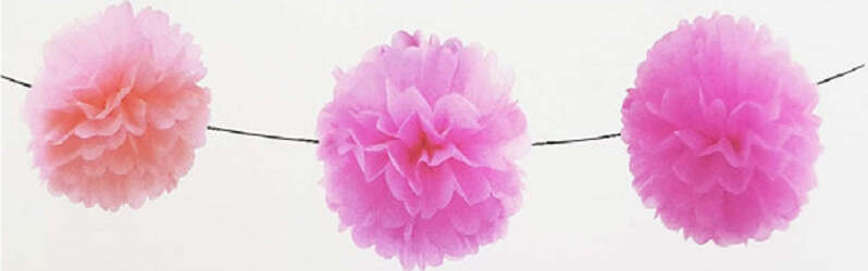 Festone-Rosa-6-Pon-Pon-20cmx4m-Fiori-Compleanni-Matrimoni-Nascita-Battesimo-Party