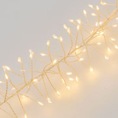 Festone di Luce argento con  microled bianco caldo e bianco freddo