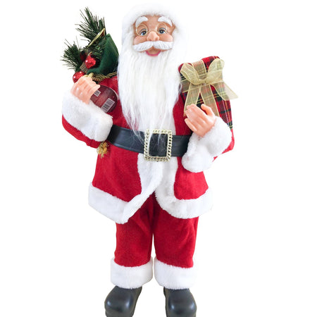 Babbo natale decorazione natalizia pupazzo con vestiti rossi tradizionali