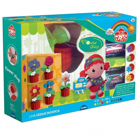 Fila Didò Flower Shop Linea Educagioca Originale Didò 4 Vasetti con Formine + 600gr di Didò (12 Sacchetti di Pasta Modellabile Colorata) Mad in Italy
