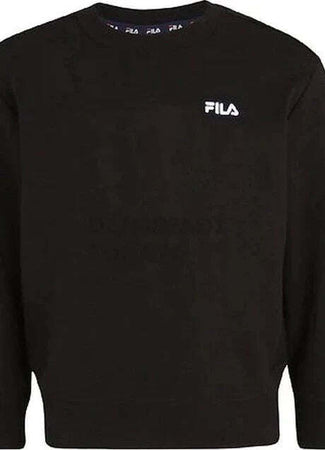 Fila-Felpa-Uomo-Senza-Cappuccio-Girocollo-Logo-Piccolo-Felpa-Nera