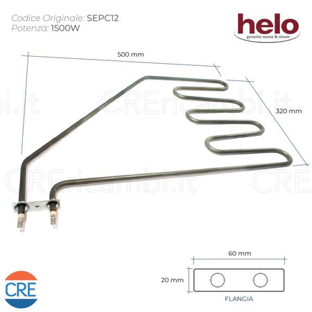 Resistenza 1500W per Sauna Helo, 500x320 cm